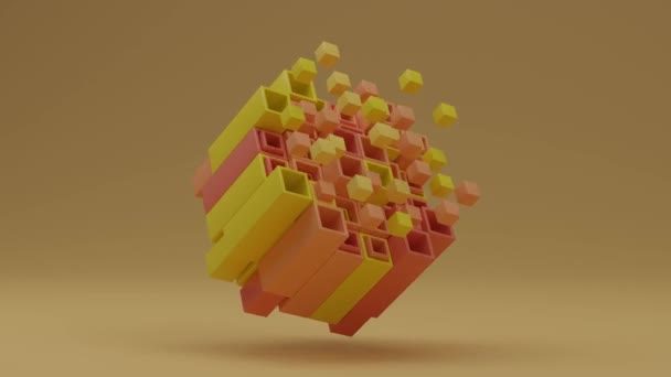 幾何学的形状 パイプ シリンダー キューブ 球のセットの抽象ループアニメーション 物体の動き カオスと秩序の概念を受容する 背景アニメーション — ストック動画