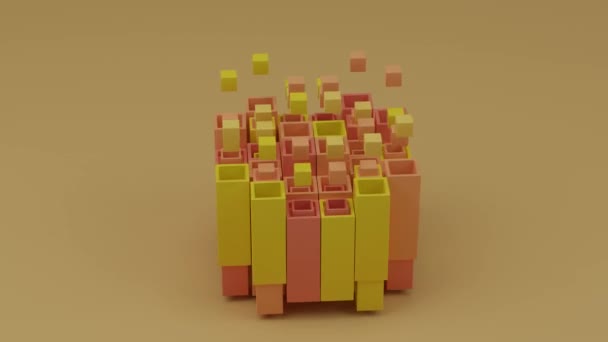 Animație Buclă Abstractă Unui Grup Țevi Cuburi Pătrate Animația Interacțiunii — Videoclip de stoc