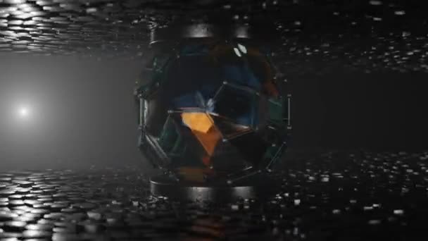 Loop Animation Abstract Crystal Made Hexagonal Polyhedral Segments Crystal Lattice — Stock Video