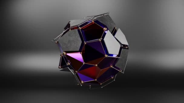 Loop Animering Abstrakt Kristall Gjord Sexkantiga Och Polyhedral Segment Och — Stockvideo
