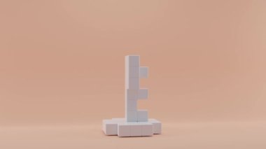Özgürlük Anıtı 'nın ortaya çıkışının ve kayboluşunun 3D döngüsü. Küpler küçültülüp bir heykele dönüştürülüyor. Bağımsızlığın ve demokrasinin sembolü. Dijital sanat fikri.