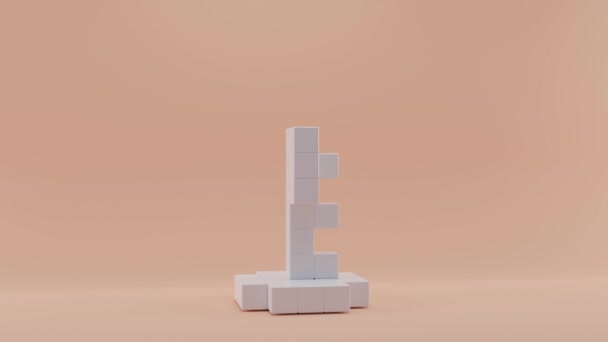 자유의 여신상과 그것의 실종의 출현의 애니메이션 큐브가 감소하고 조각상으로 변환됩니다 — 비디오