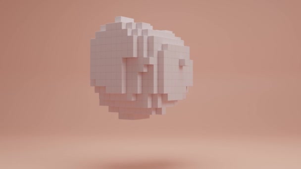 Loop Animation Array Cubes Change Size Abstract Pixel Cloud White — стокове відео