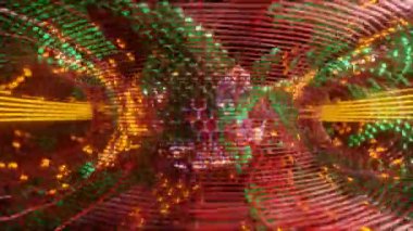 Döngü 3 boyutlu animasyon. Torus 'un içi, halka hızlandırıcısı, TOKAMAK termonükleer reaktörü. Geleceksel bileşim, bir şebeke ve altıgen inşaatı. Bir elektrik santrali fikri.