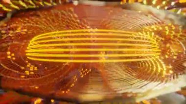 Döngü 3 boyutlu animasyon. Torus 'un içi, halka hızlandırıcısı, TOKAMAK termonükleer reaktörü. Geleceksel bileşim, bir şebeke ve altıgen inşaatı. Bir elektrik santrali fikri.