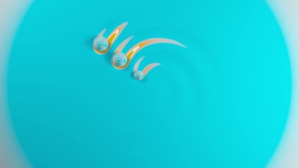 Smyčka Animace Pohyb Kuliček Krémově Modrozeleném Povrchu Koule Zanechávají Spirálovitou — Stock video