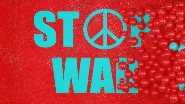 Animación Fondo Rojo Texto Azul Parar Guerra Signo Los Pacifistas — Vídeos de Stock