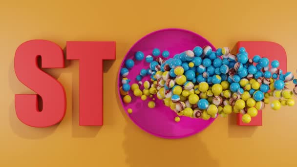 Animation Texte Stop Les Boules Sont Versées Forment Motif Dessin — Video