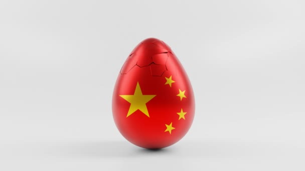 Animation Egg Color Chinese Flag Virus Hatches Color Flag Russia — Stock Video
