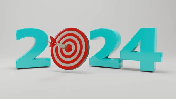 Representación Fecha Año Nuevo 2024 Objetivo Deportivo Para Dardos Flechas Imagen de stock