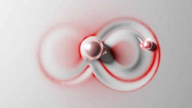 3D görüntüleme, soyut arkaplan. Kremsi bir yüzey, tuvalde olduğu gibi, topların bir sonsuzluk işareti çizdiği, ters dönmüş bir şekil sekiz. Arkaplan resmi.