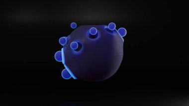 3D görüntüleme. Büyük bir kürenin soyut üç boyutlu çizimi ve çekirdeğin etrafındaki küçük toplar. Arkaplan, sıçrama ekranı ve diğer soyut bileşimler için resim.