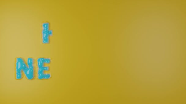 Animação Cumprimentos Ano Novo Texto Azul Incha Superfície Amarela Brilhante — Vídeo de Stock
