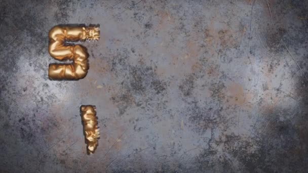 Üzerinde Altın Baloncuklar Şiştiği Metnin Yazıldığı Bir Metal Yüzeyin Animasyonu — Stok video