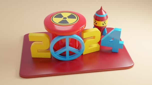 Loop Animación Juego Juguetes Plástico Para Niños Misil Nuclear Botón — Vídeo de stock