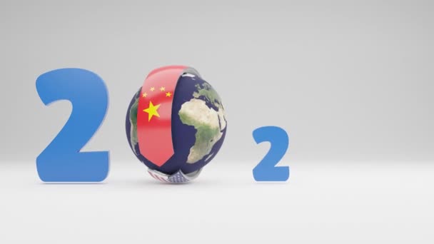 Loop Animatie Datum Van Het Nieuwe Jaar 2024 Planeet Aarde — Stockvideo