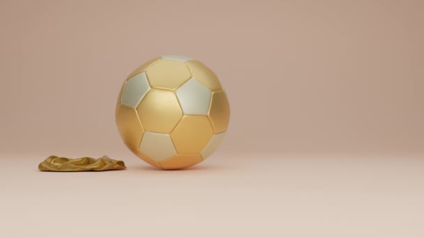 一个金色足球的节日3D动画和上升的文字 2024年元旦 新的2024年的成功理念 体育成就和锦标赛 — 图库视频影像