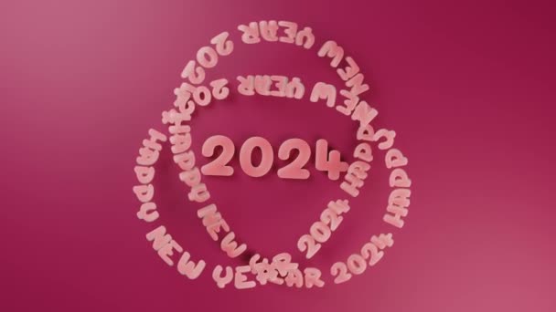 Animacja Renderowanie Wielu Piłek Uśmiechem Grymasami Data Nowego Roku 2024 — Wideo stockowe