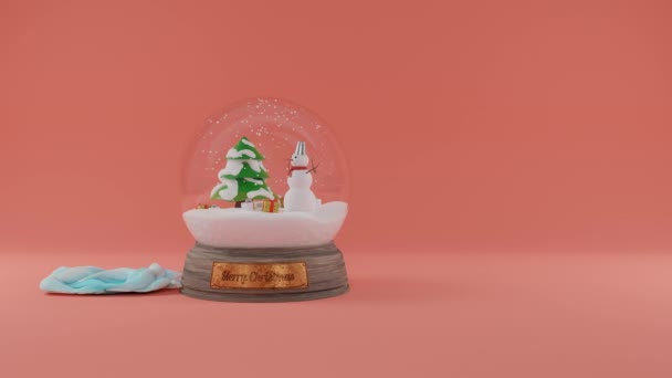 Animation Noël Une Boule Neige Cristal Une Sphère Date Nouvel — Video