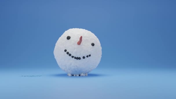 Winter Animatie Van Nieuwjaarsdatum 2024 Het Hoofd Van Sneeuwpop Valt — Stockvideo