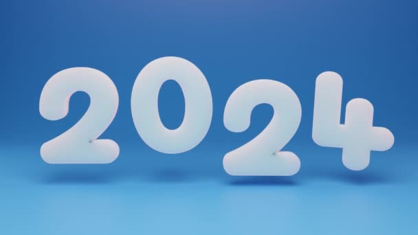 Pętla Animacja Daty Nowego Roku 2024 Liczby Wykonane Lodu Niebieskim — Wideo stockowe