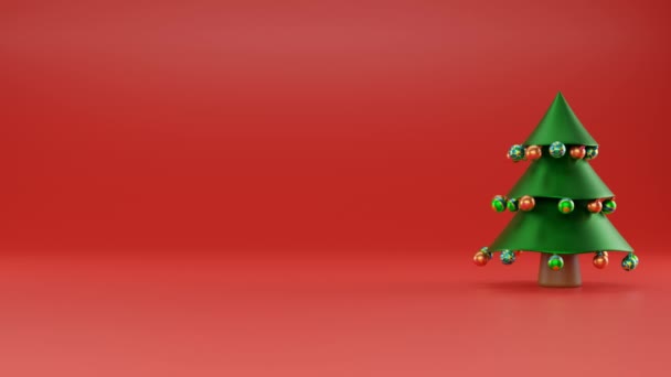 圣诞树的3D动画 雪人的头和新年的日期2024 圣诞和新年作曲的节日动画 — 图库视频影像