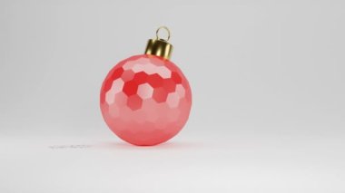 2024 yılının 3d döngü animasyonu. Tarih, şişme ve alçalan balonlar ve büyük bir Noel ağacı oyuncağı tarafından oluşturulmuştur. Noel neşesi.