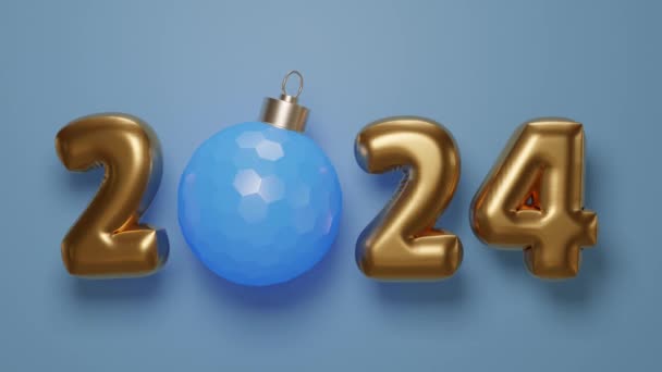 Loop Animação Data Ano Novo 2024 Brinquedo Ano Novo Uma — Vídeo de Stock