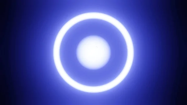 3d rendering of a sphere and a glowing ring with particles. Abstract illustration of a blue glowing object, a cosmic body, a multitude of elementary particles.