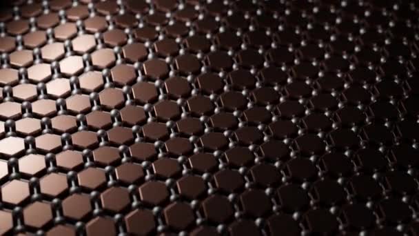 Abstract Animation Molecular Background Hexagonal Cells Metal Hexagonal Plates Nanotechnology — Stock Video