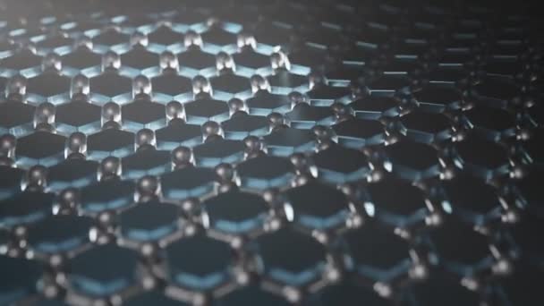 摘要六边形分子晶格的三维环路动画 石墨烯单分子分子 未来的技术 — 图库视频影像