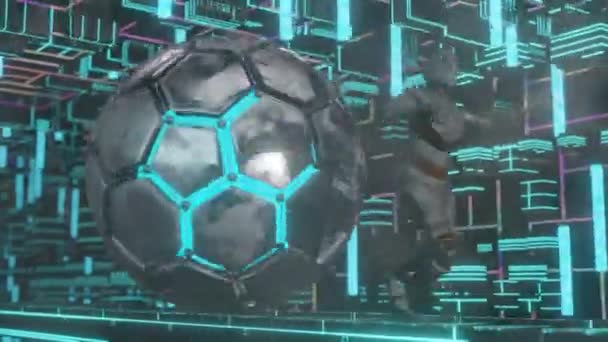 Une Scène Fantastique Animation Boucle Homme Marche Robot Humanoïde Iron — Video