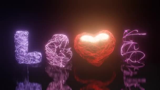 발렌타인 애니메이션 사랑의 텍스트는 빛나는 나사로 구성되어 있습니다 빛나는 황금의 — 비디오