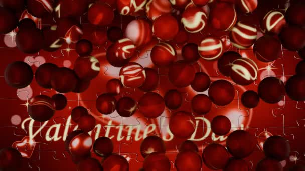 Animation Fall Many Balls Make Drawing Valentine Day Greeting Card — Stock Video