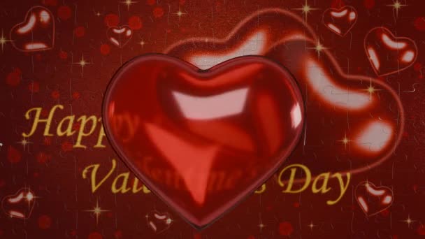 Loop Animatie Voor Valentijnsdag Een Transparant Hart Verschijnt Achtergrond Van — Stockvideo