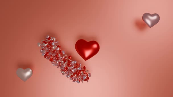 Анімація День Святого Валентина Анімовані Листівки Серця Рожевому Тлі Багато — стокове відео