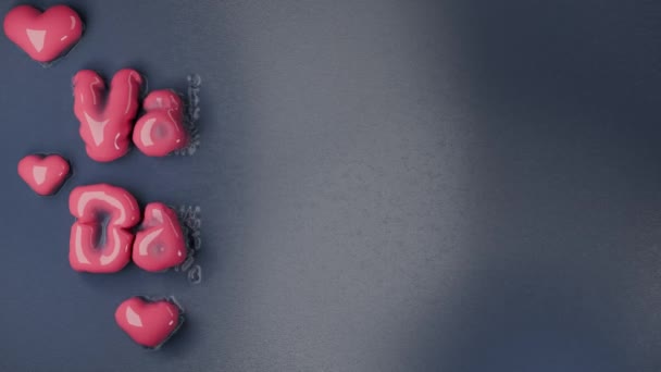 Анімація Сірої Поверхні Якій Набухають Являються Привітання Днем Святого Валентина — стокове відео