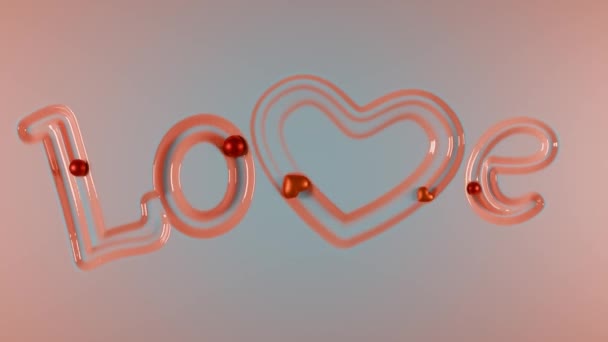 Loop Animation Liquid Surface Which Golden Spheres Draw Heart Symbol — Stock Video