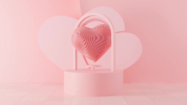 Loop Animation Eines Rosafarbenen Herzens Studio Das Herz Ist Mit — Stockvideo