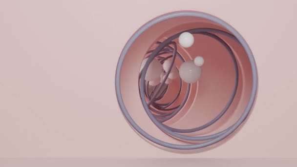 Boucle Animation Fond Géométrique Abstrait Avec Beaucoup Anneaux Boules Surfaces — Video