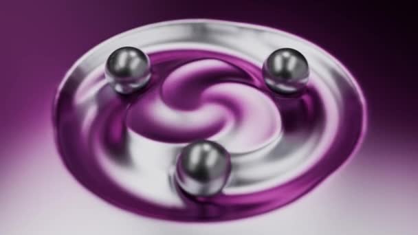 Abstract Animated Background Surface Liquid Metal Which Drops Purple Mercury — Stock Video
