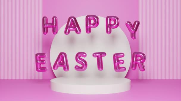 Festliche Animation Des Ostertextes Aus Luftballons Frohe Ostern Rosafarbenen Atelier — Stockvideo