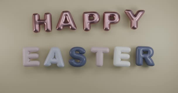Loop Animation Text Frohe Ostern Buchstaben Aus Aufblasbaren Heliumballons Bewegen — Stockvideo