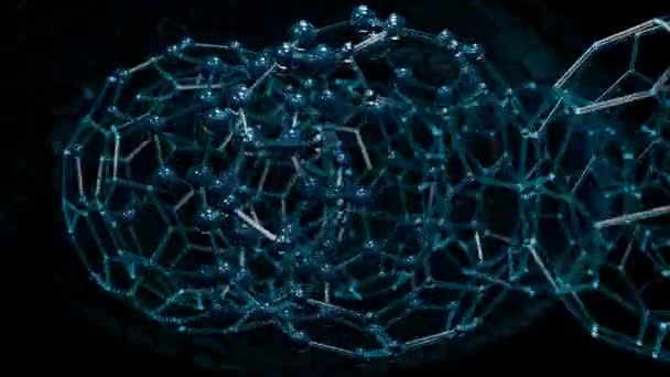 Петля Абстрактна Анімація Сферичних Молекул Атомів Які Обертаються Ростуть Ядра — стокове відео