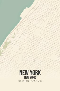 New York, New York, New York, ABD 'de bulunan klasik duvar sanat haritası. Ormanlar, yollar, şehirler, göller ve nehirlerle ilgili hava planı.