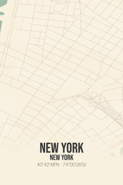 New York, New York, New York, ABD 'de bulunan klasik duvar sanat haritası. Ormanlar, yollar, şehirler, göller ve nehirlerle ilgili hava planı.