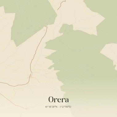 Huesca 'nın klasik duvar sanat haritası, Aragon, İspanya' da. Ormanlar, yollar, şehirler, göller ve nehirlerle ilgili hava planı.