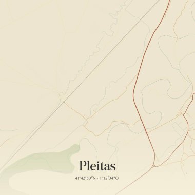 Huesca 'nın klasik duvar sanat haritası, Aragon, İspanya' da. Ormanlar, yollar, şehirler, göller ve nehirlerle ilgili hava planı.