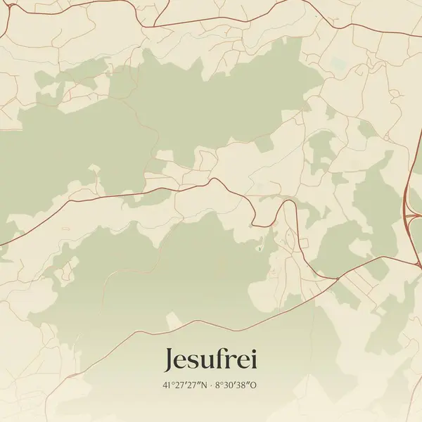 Vila Nova de Famalicao, Portekiz 'de bulunan Cizvit' in klasik duvar sanat haritası. Ormanlar, yollar, şehirler, göller ve nehirlerle ilgili hava planı.