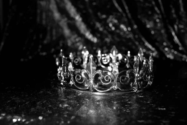 Vintage royal crown for queen and king. Fairytale. Black and white